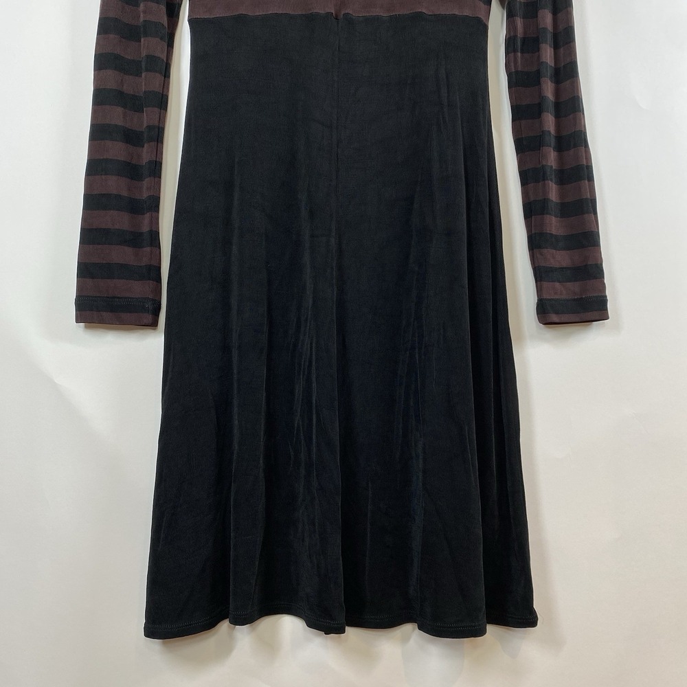 BCBG Maxazria Striped Mockneck Dress XS Emo Twee Black Jersey Knit Long Sleeve - Picture 8 of 14